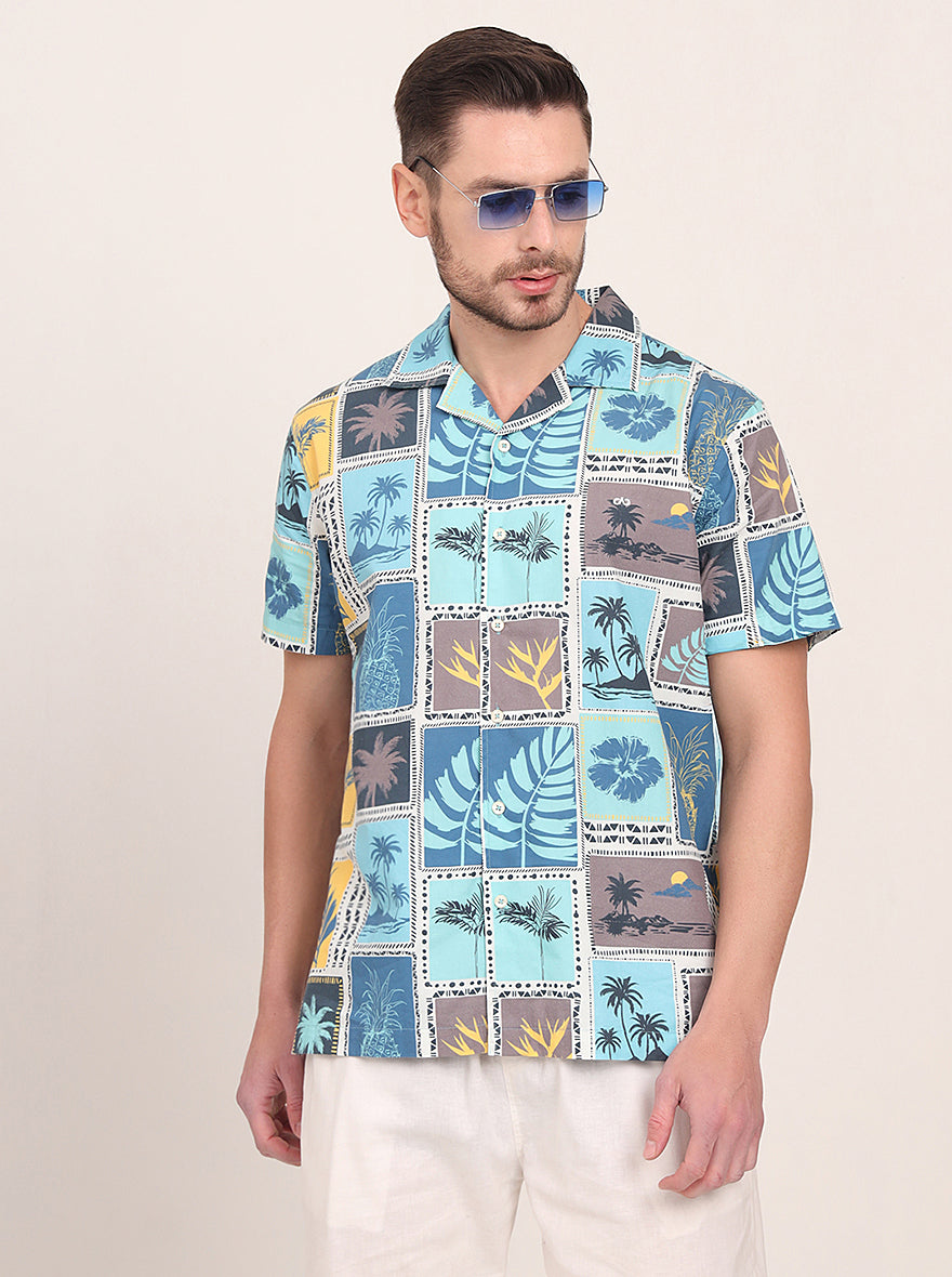 Multicolor Printed Slim Fit Casual Shirt | JadeBlue