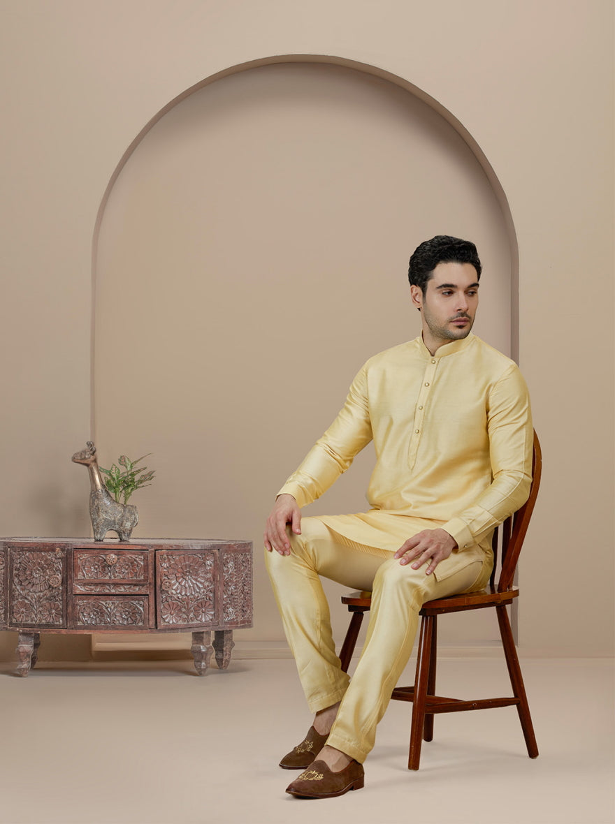 Golden Yellow Solid Kurta Pajama | TULA