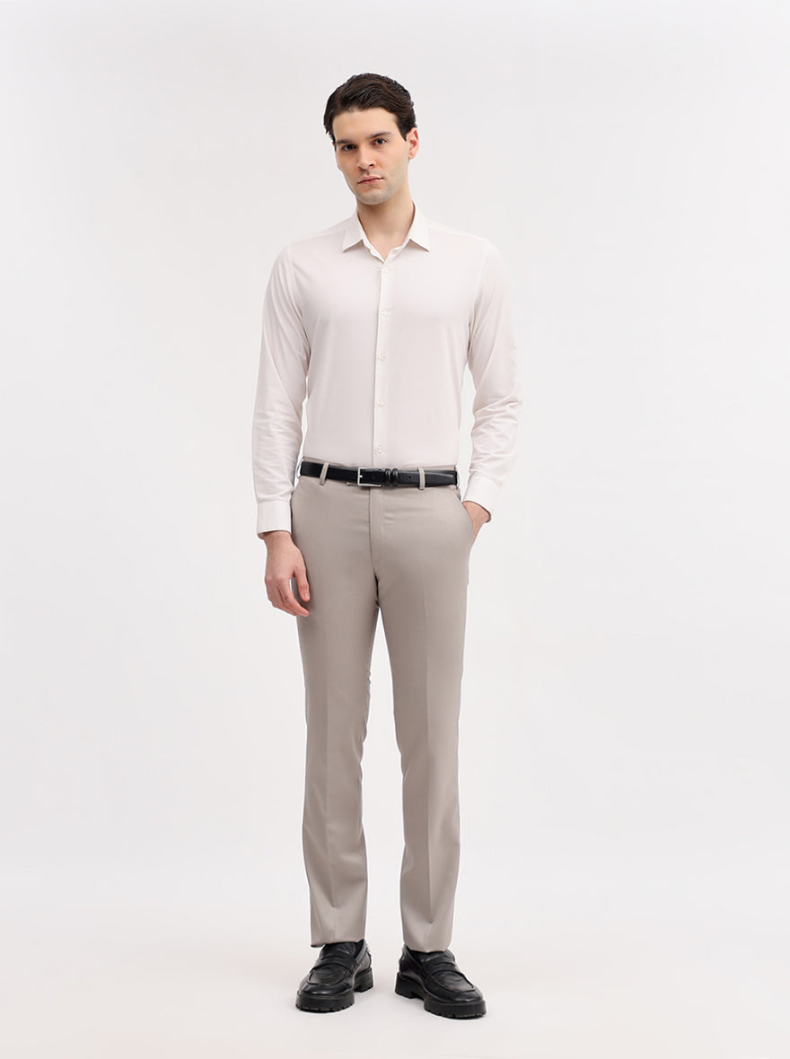 Fawn Solid Slim Fit Formal Trouser | JadeBlue Super Luxe