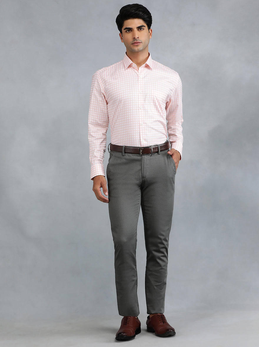 Pink Checked Regular Fit Formal Shirt | JadeBlue
