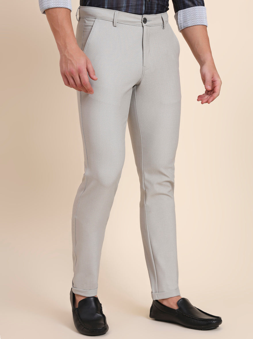 Grey Solid Slim Fit Club Wear Trouser | JB Studio