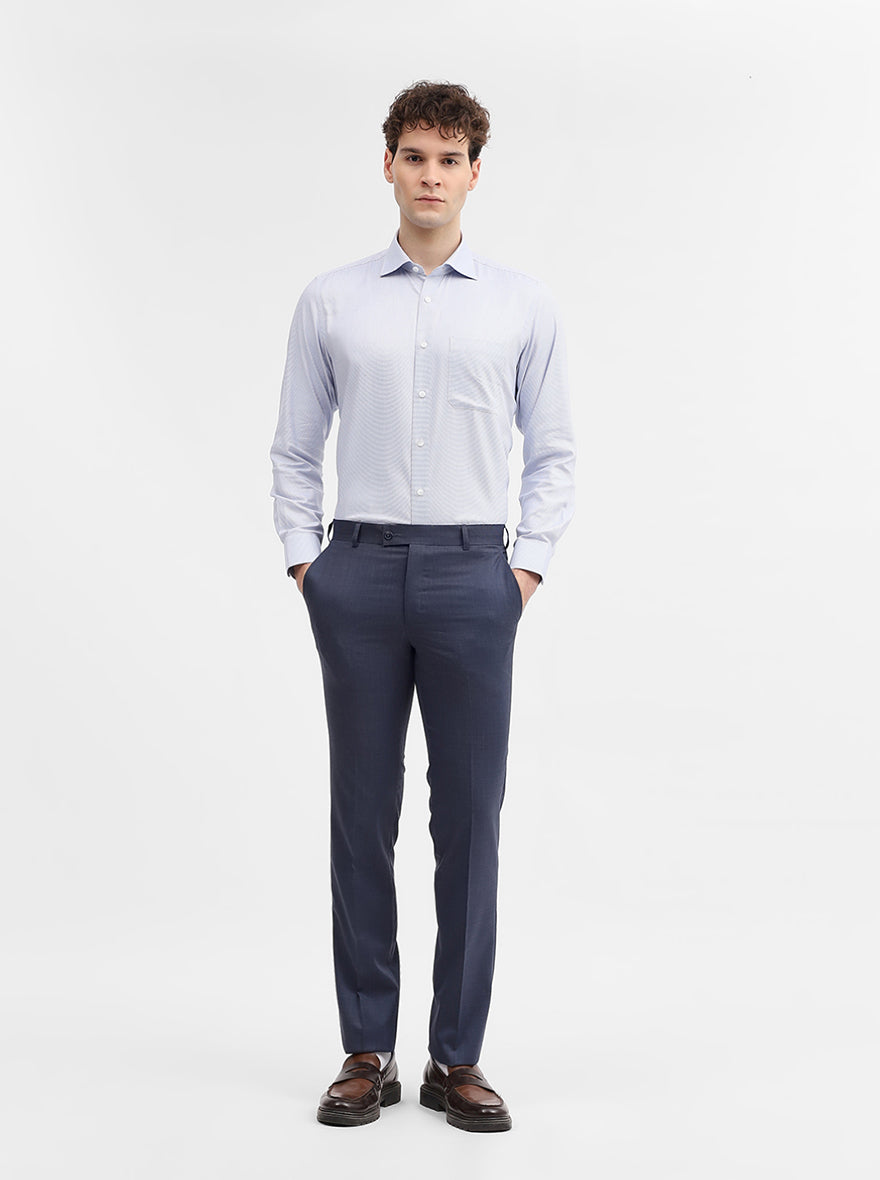 Blue Solid Slim Fit Formal Trouser | JadeBlue Super Luxe