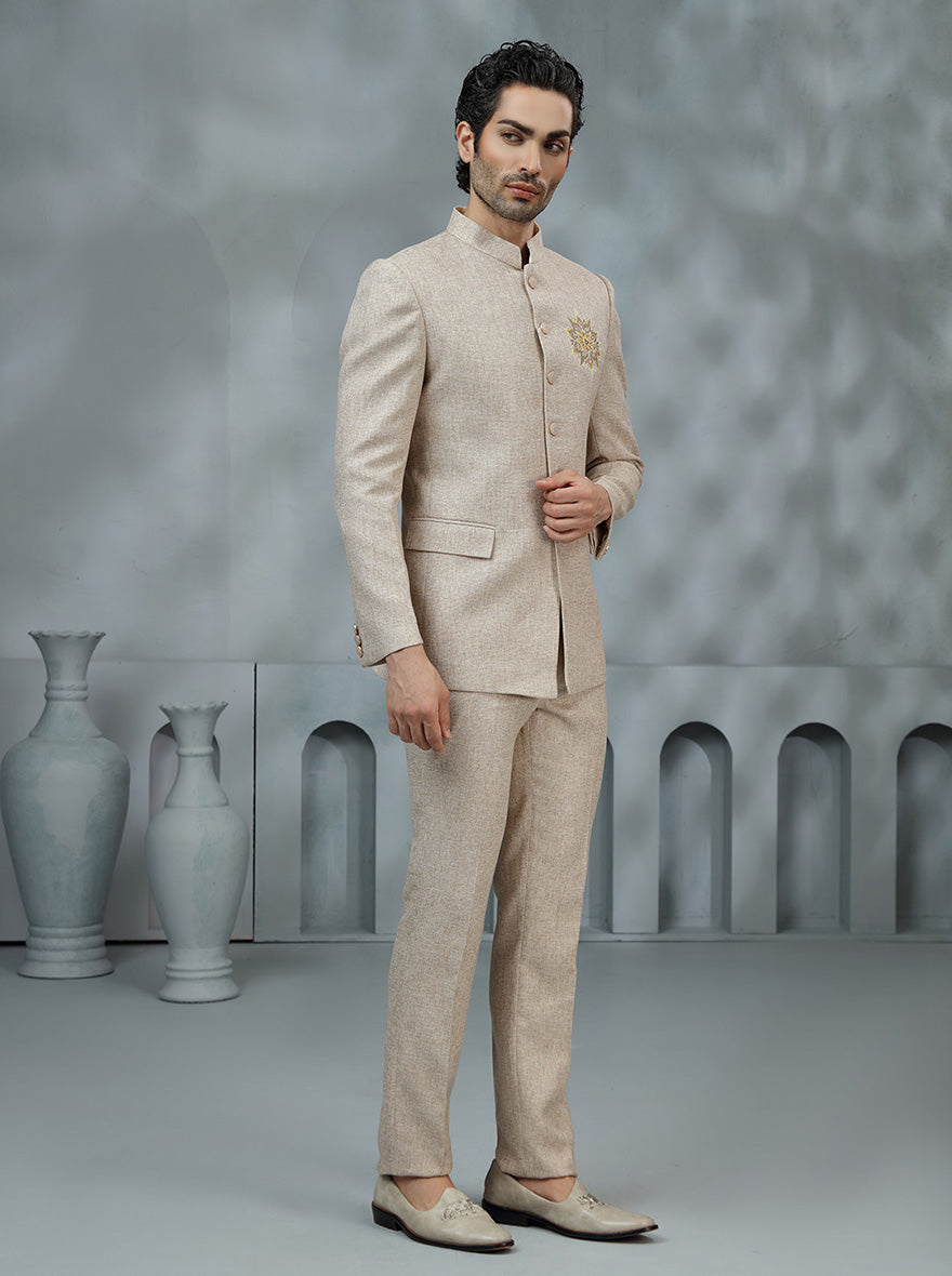 Beige Embroidered Jodhpuri Suit | TULA