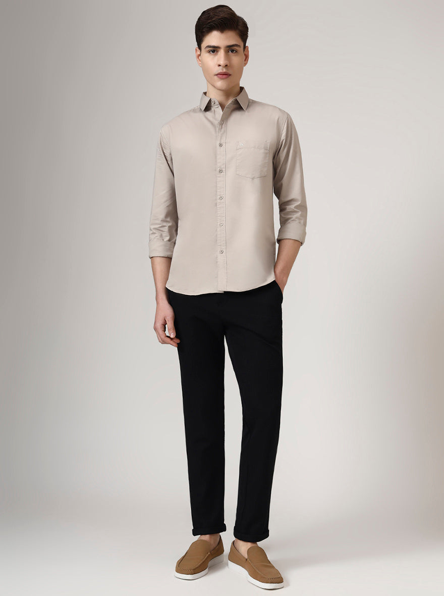 Black Solid Venice Fit Casual Trouser | JadeBlue