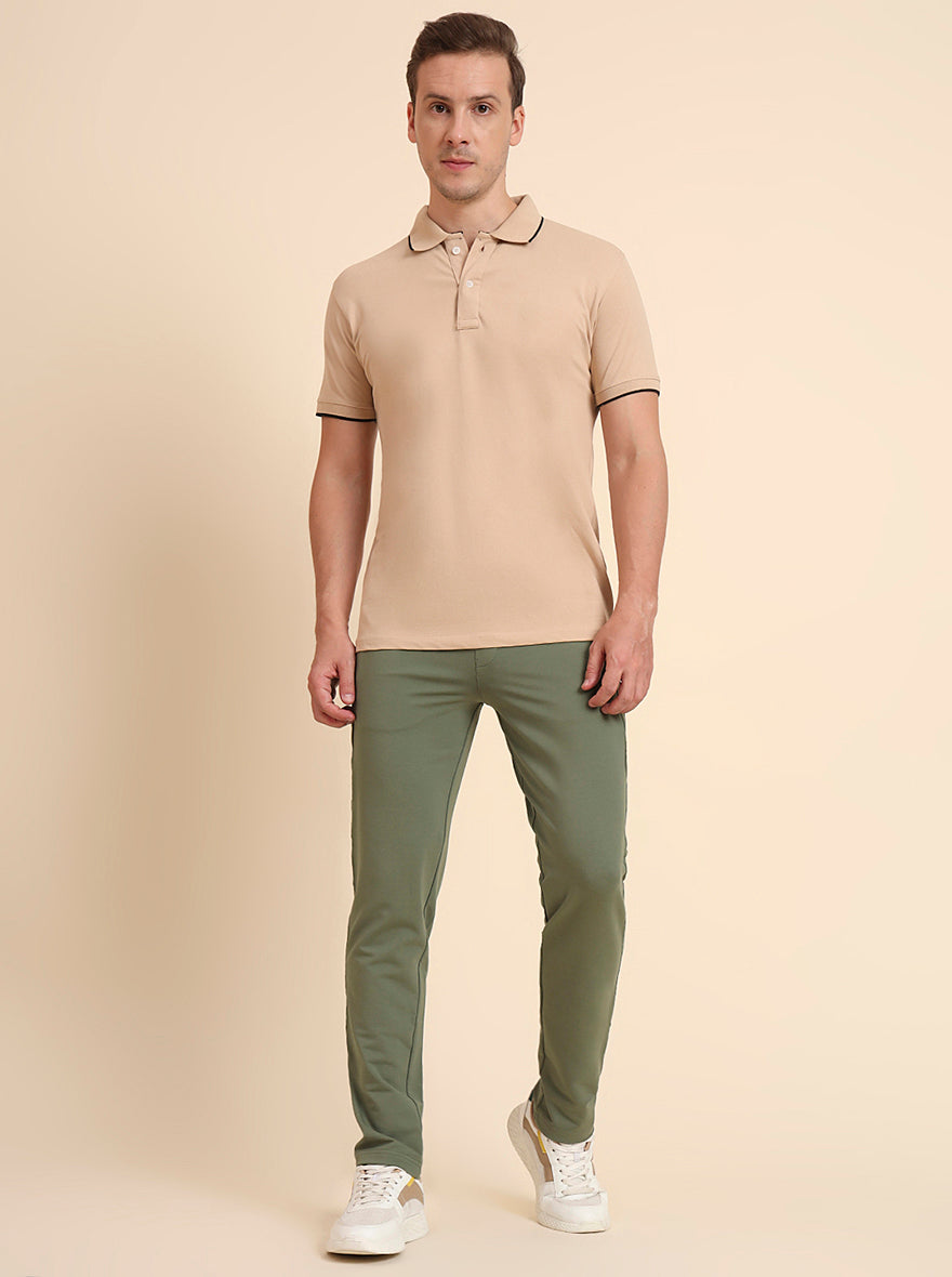 Olive Green Solid Slim Fit Track Pant | JadeBlue