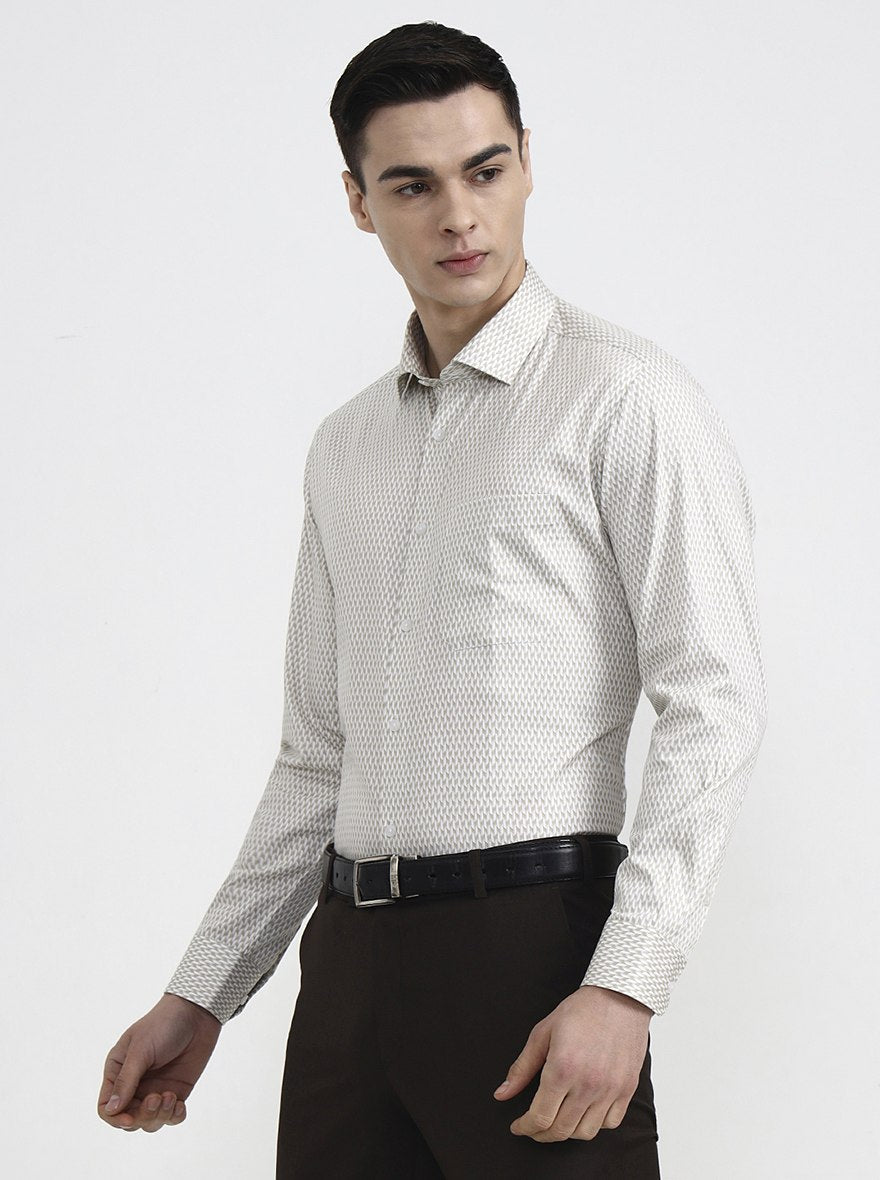 Fawn Printed Slim Fit Formal Shirt | Greenfibre