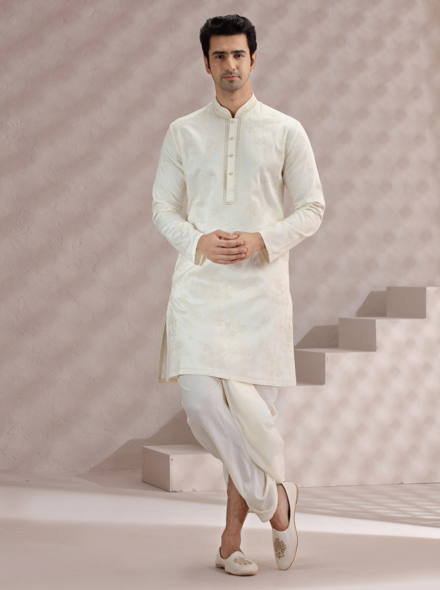 Cream Embroidered Kurta Pajama | TULA