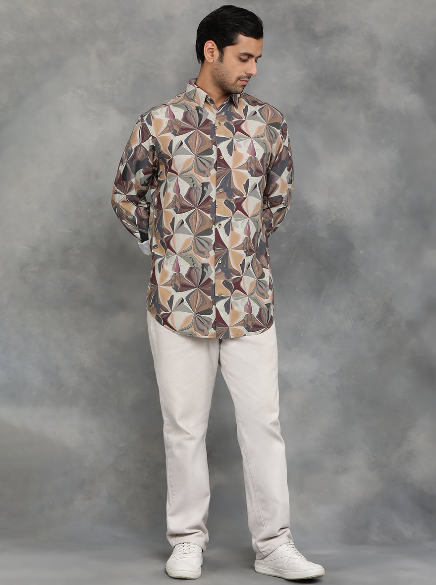 Multicolor Printed Slim Fit Casual Shirt | JadeBlue