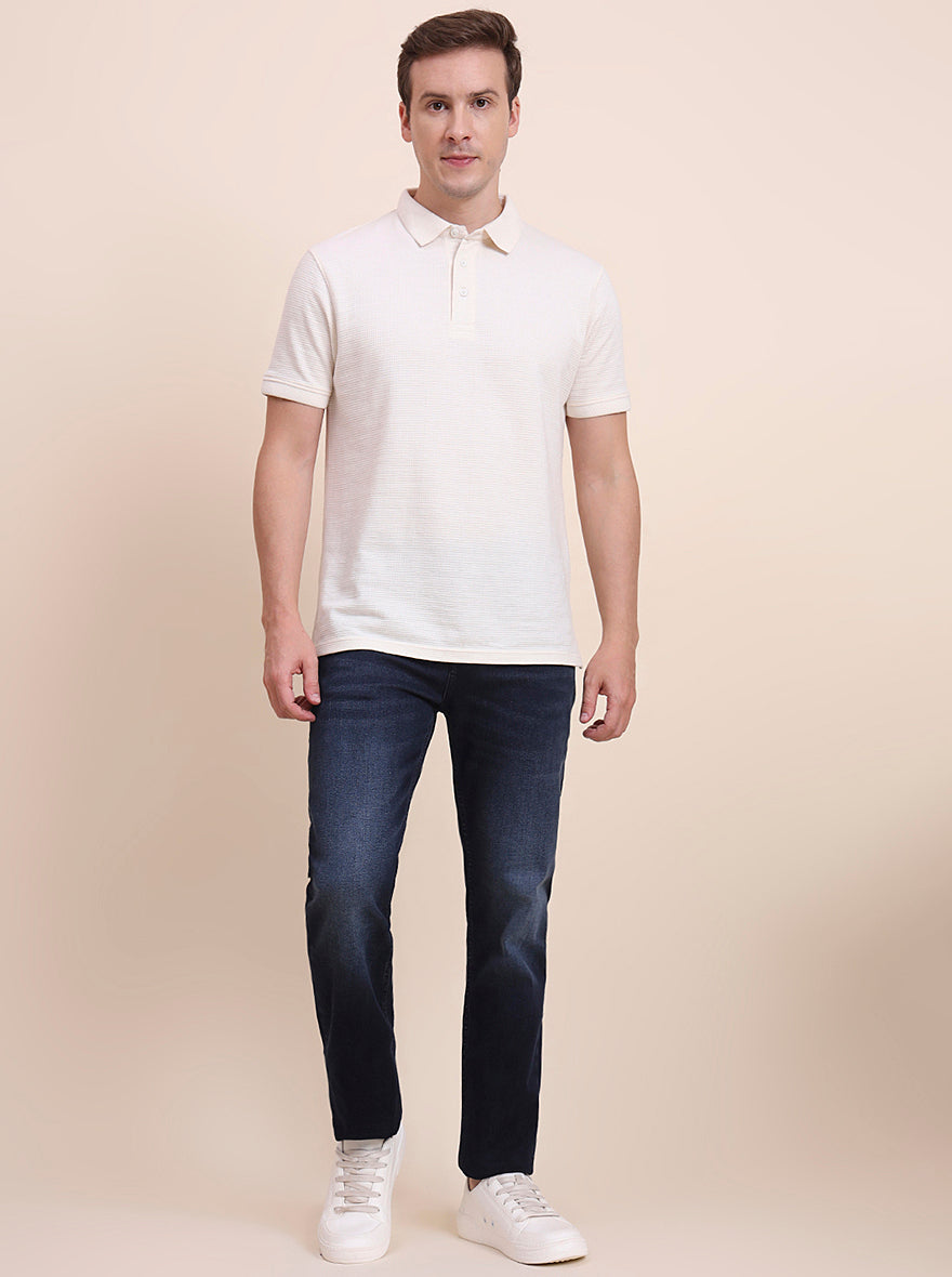 Dark Indigo Blue Washed Straight Fit Jeans | JadeBlue