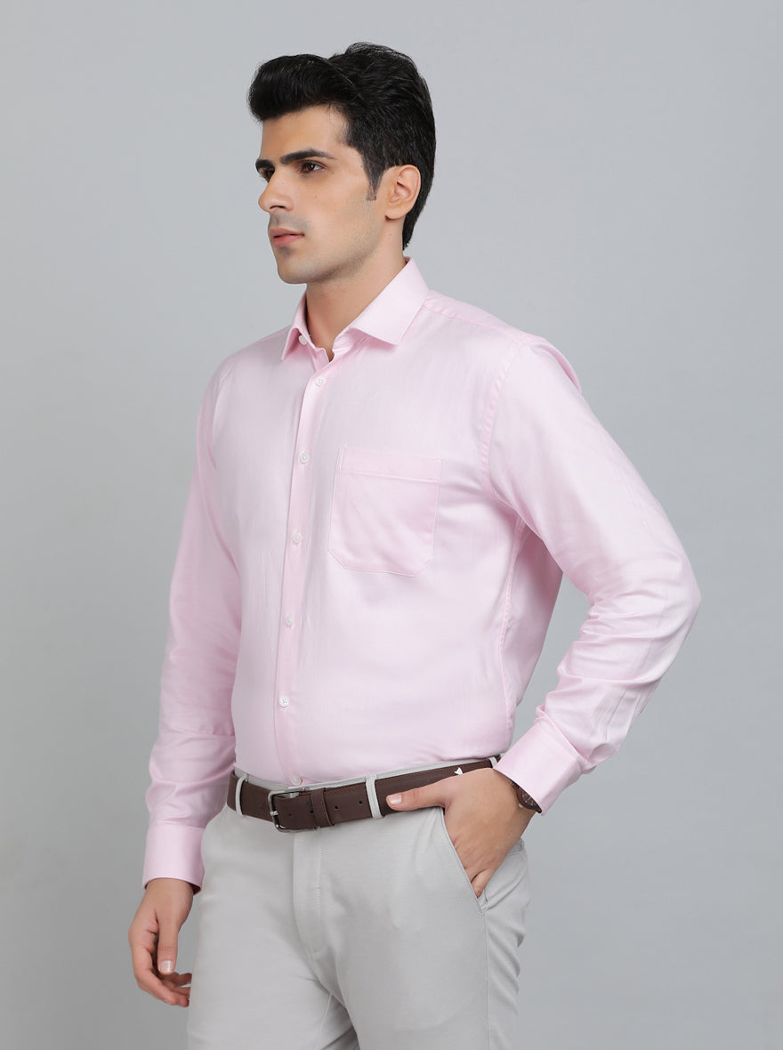 Pink Solid Regular Fit Formal Shirt | JadeBlue