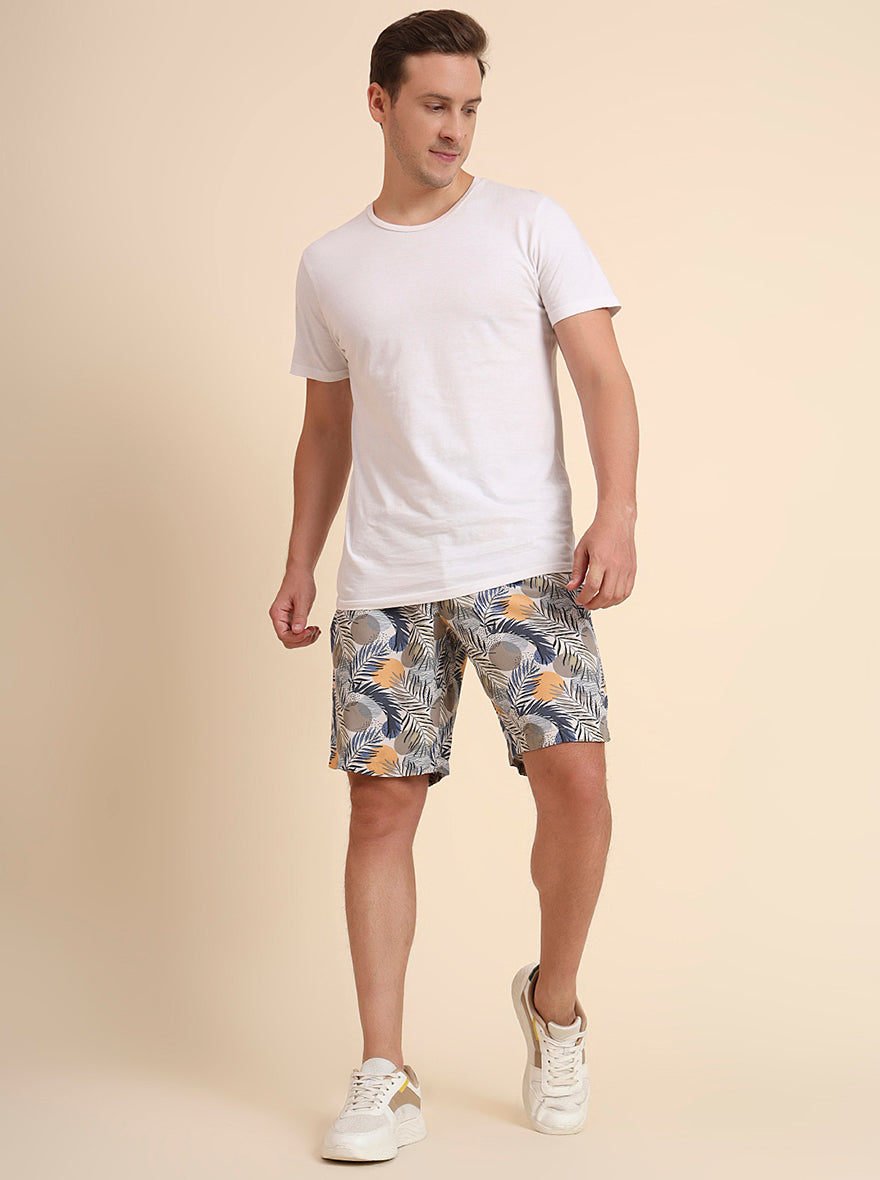 Cloud Cream Printed Regular Fit Shorts | JadeBlue