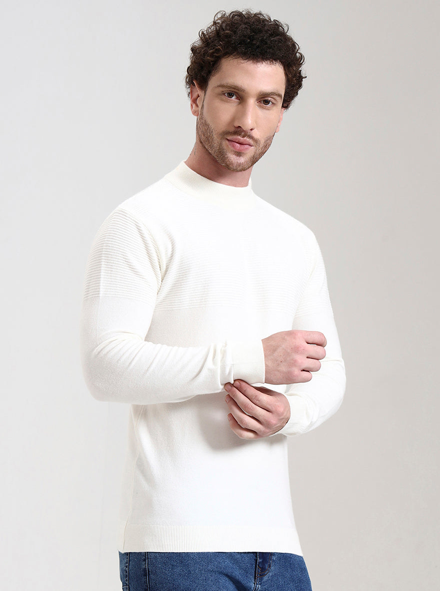Cream Solid Slim Fit T-Shirt | JadeBlue