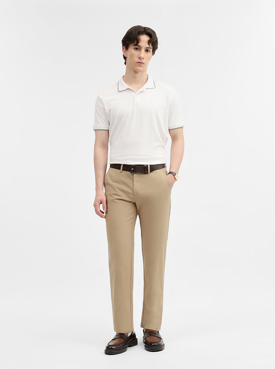 Camel Solid Uno Fit Casual Trouser | JadeBlue
