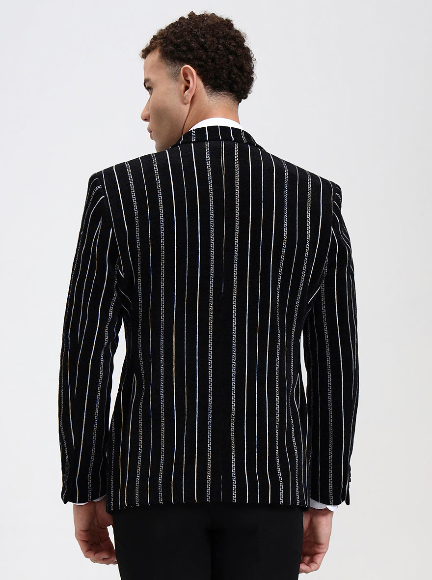Black & White Striped Regular Fit Blazer | Wyre