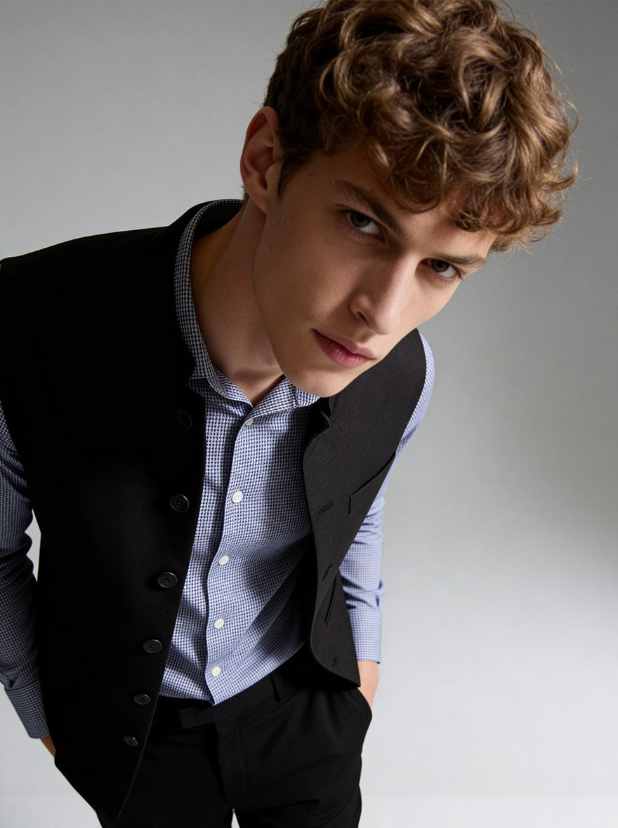 Black Solid Waistcoat | Greenfibre