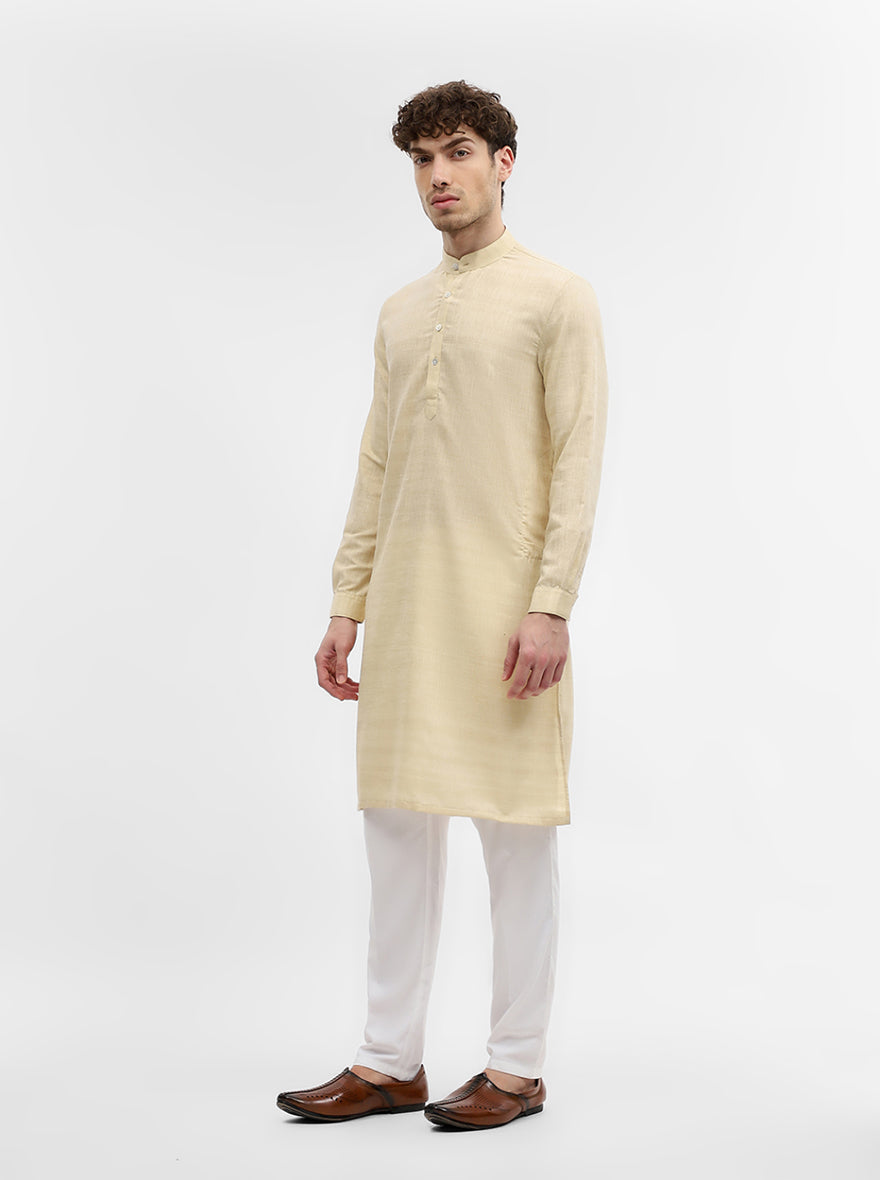 Fawn Solid Modi Kurta | JadeBlue