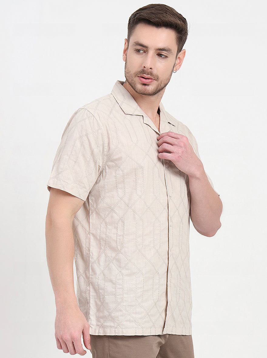Natural Printed Slim Fit Casual Shirt | JadeBlue