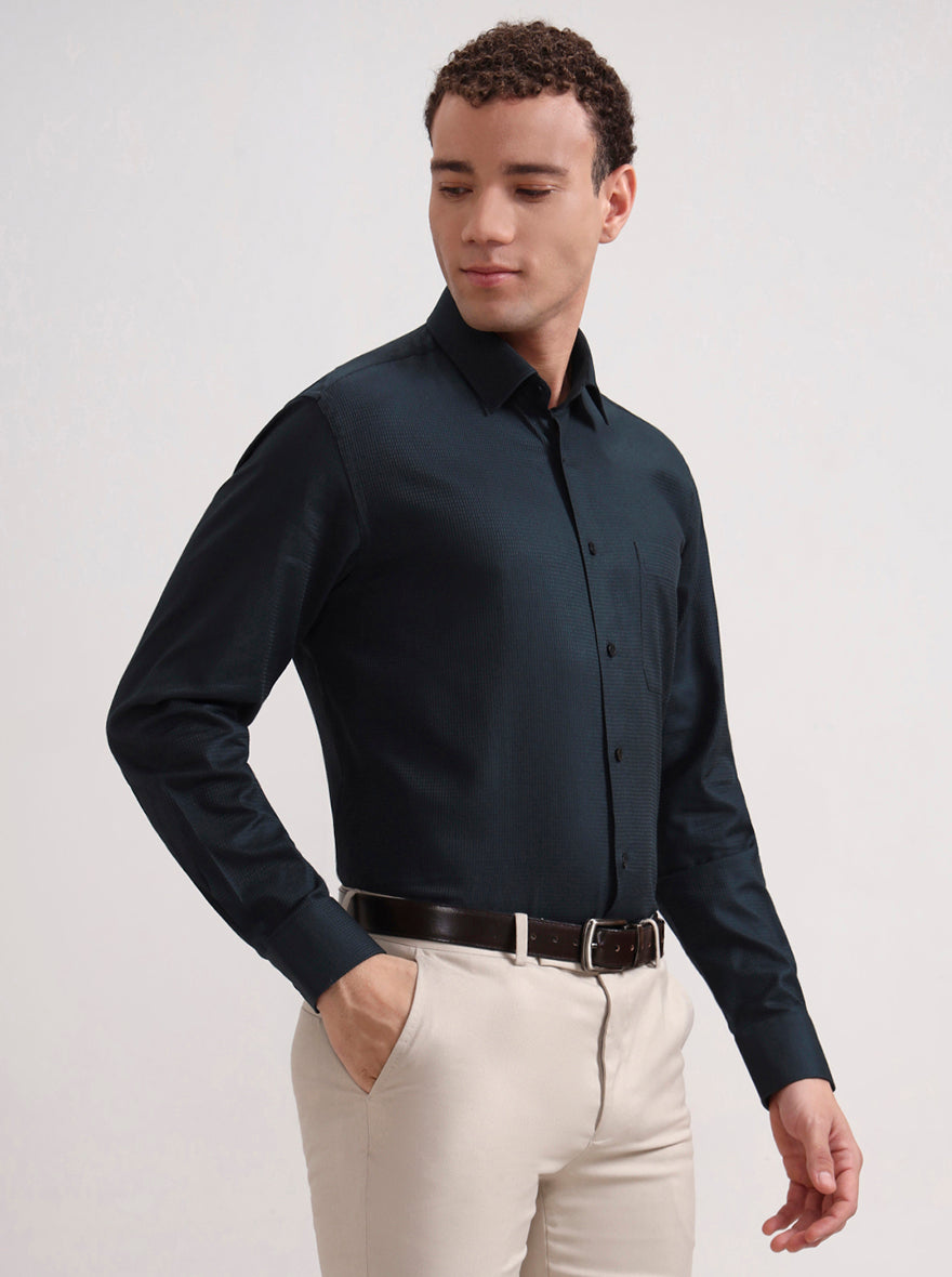 Bottle Green Solid Regular Fit Formal Shirt | JadeBlue