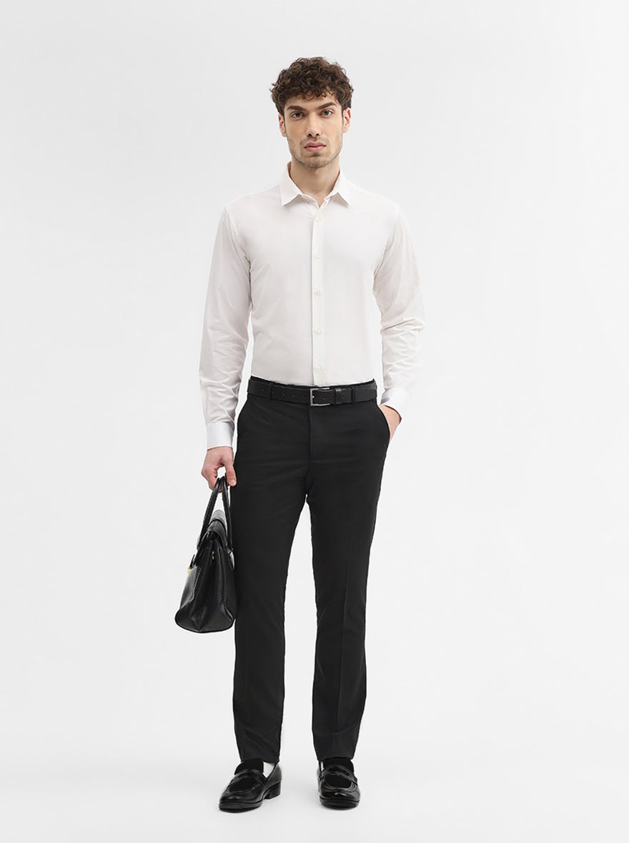 Black Solid Super Slim Fit Formal Trouser | Greenfibre