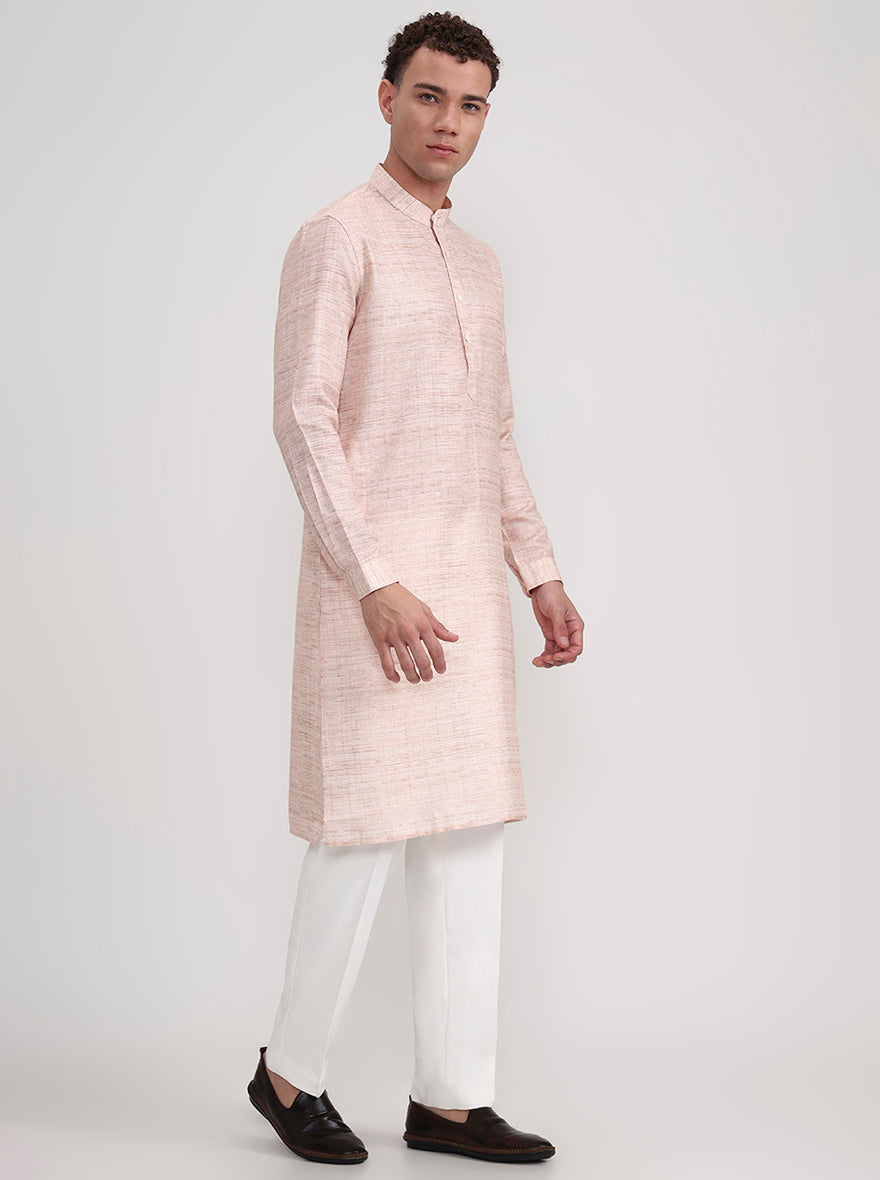 Fawn Solid Regular Fit Modi Kurta | JadeBlue