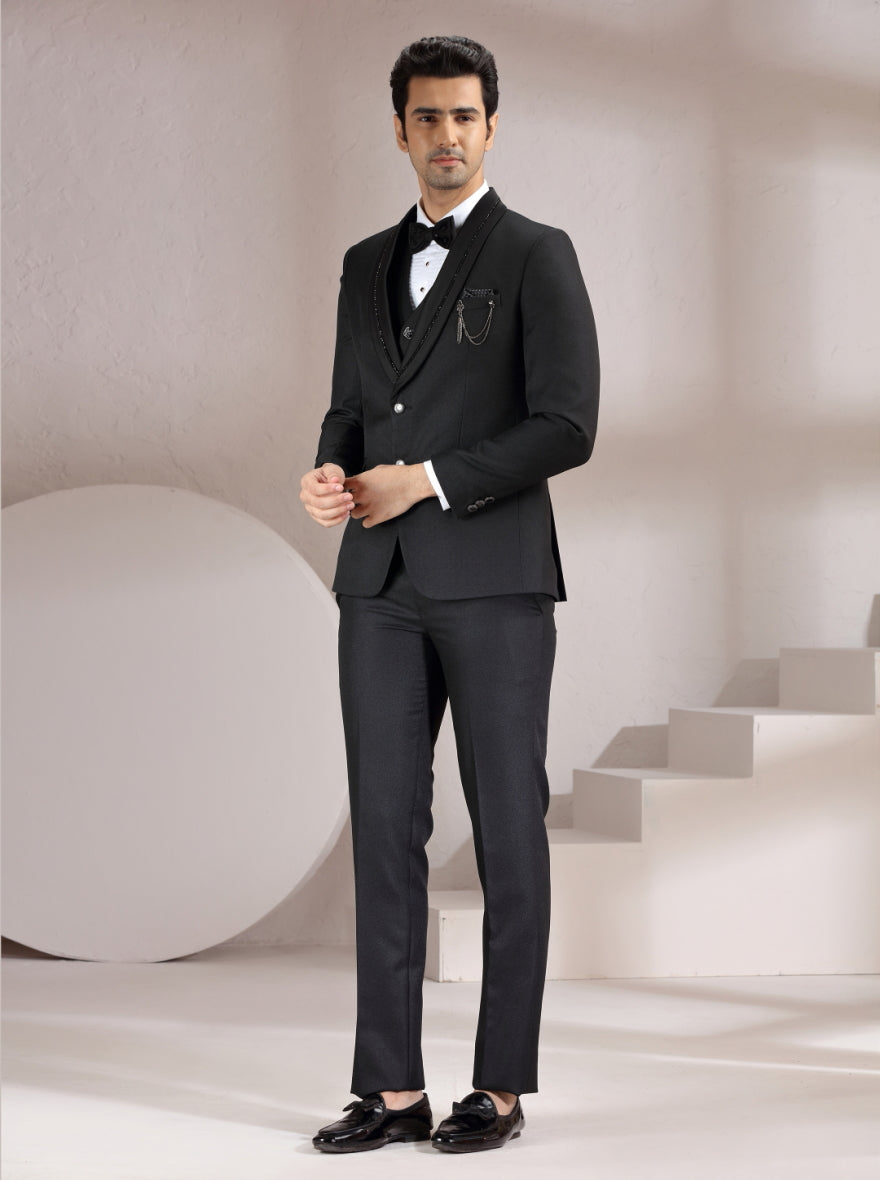 Black Embroidered Suit | JadeBlue