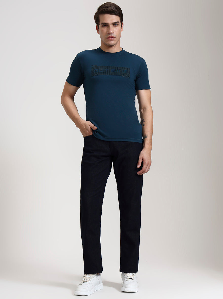 Raw Blue Solid Tailored Fit Jeans | JadeBlue