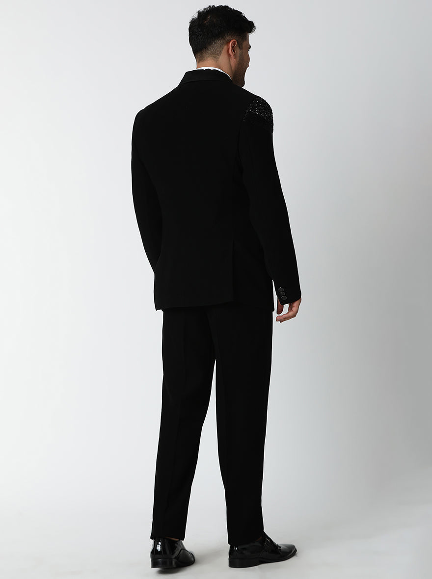 Black Embroidered Suit | JadeBlue