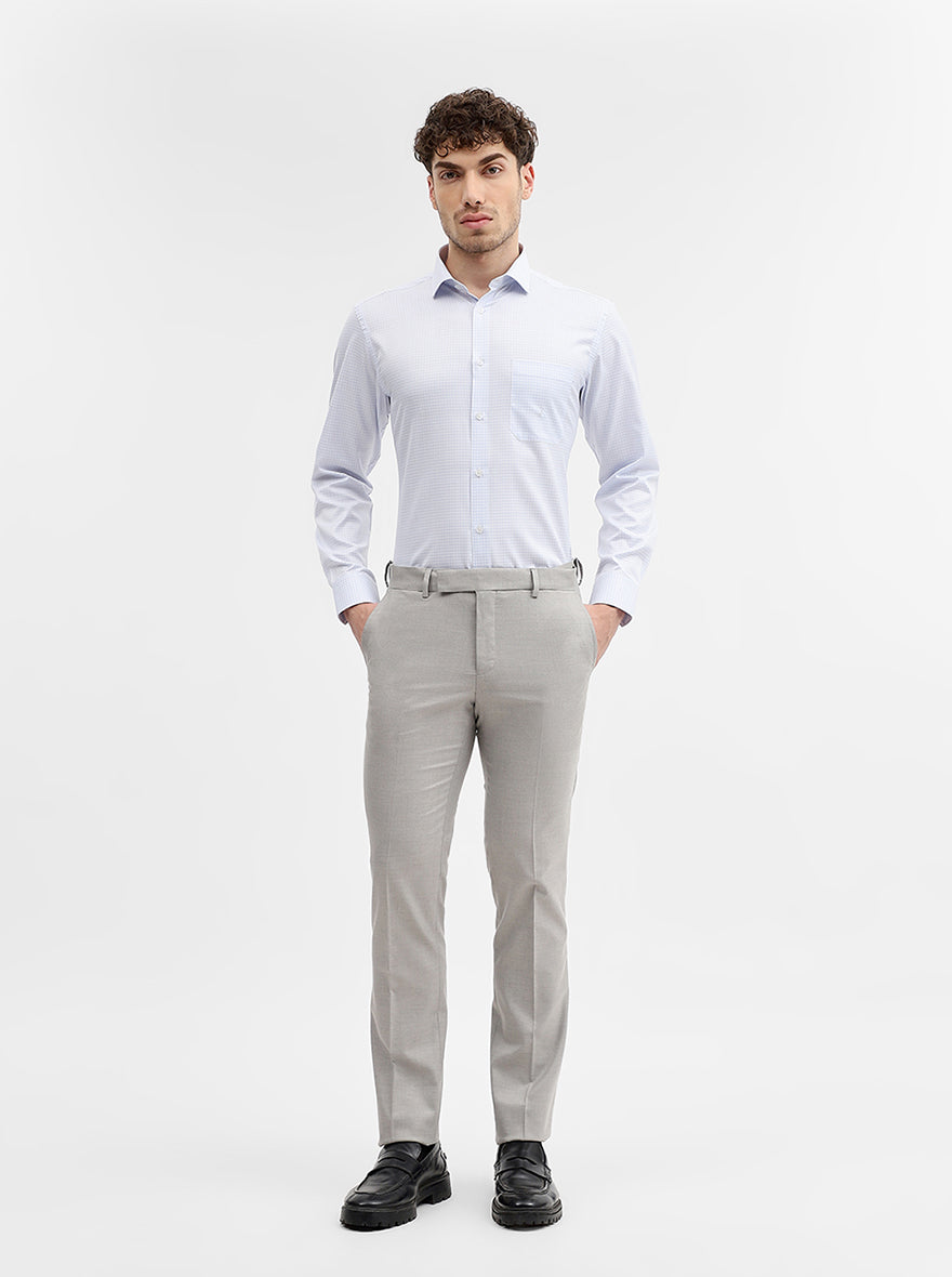 Grey Solid Slim Fit Formal Trouser | Greenfibre
