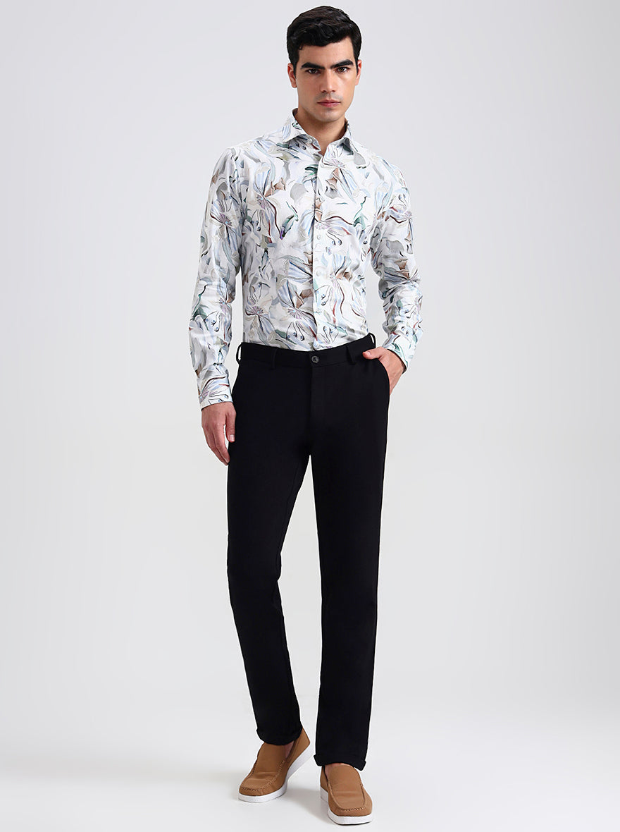 Black Solid Slim Fit Club Wear Trouser | JB Studio