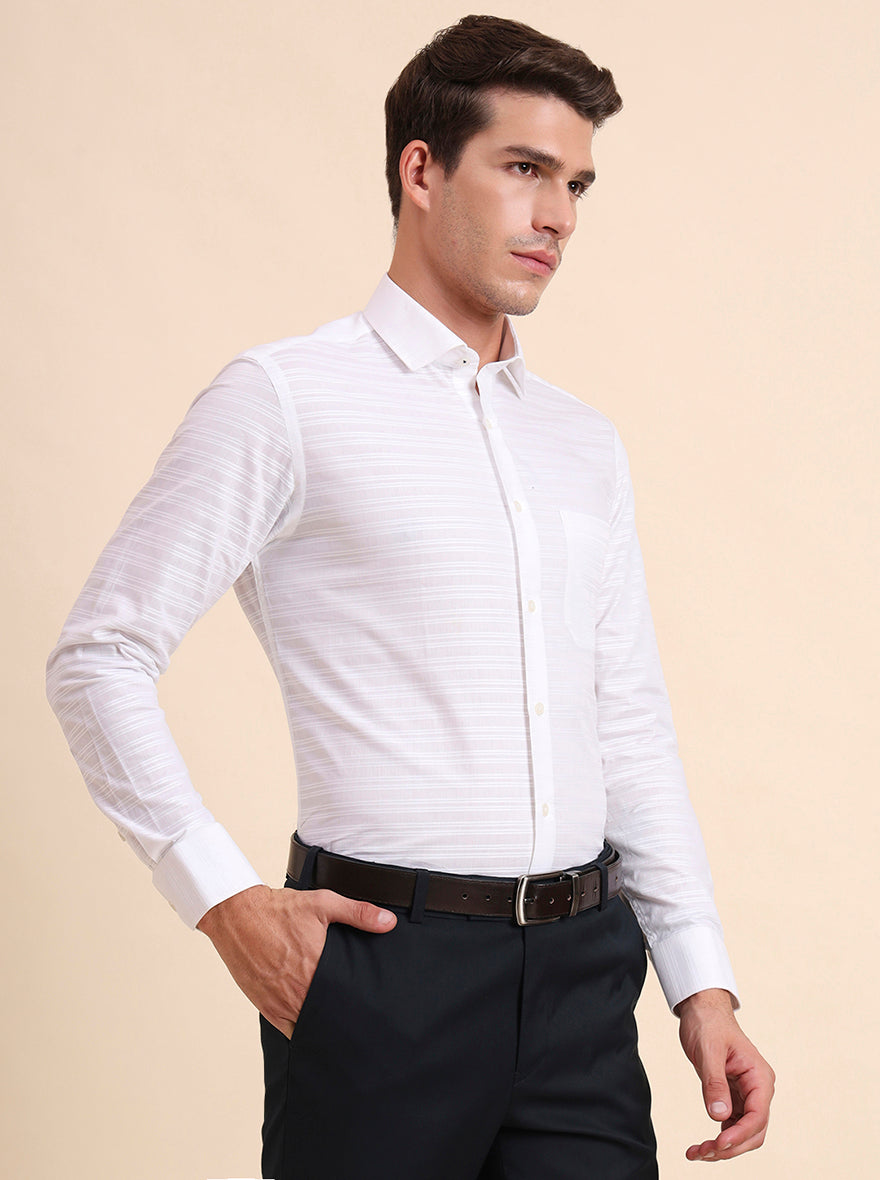 White Solid Slim Fit Formal Shirt | Greenfibre