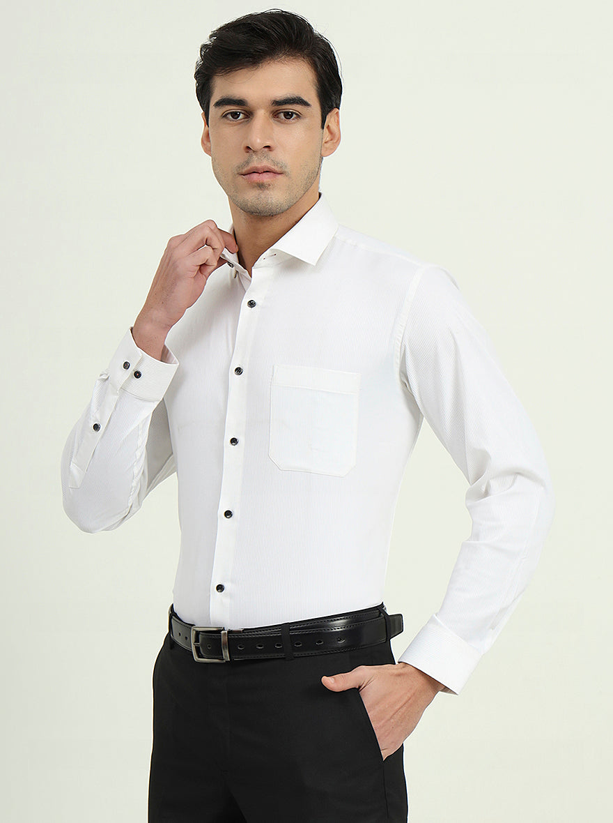 White Solid Slim Fit Party Wear Shirt | Greenfibre