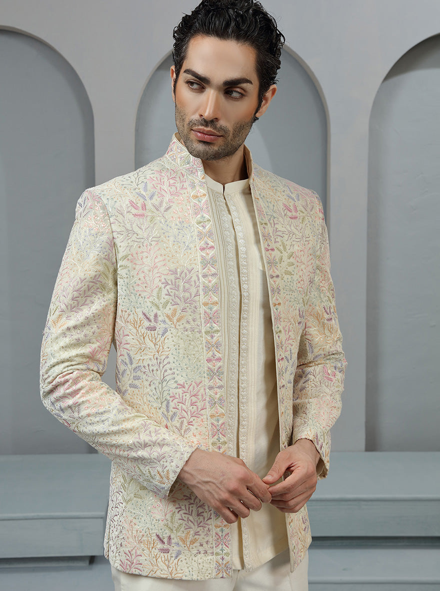 Cream Embroidered Jodhpuri Suit | TULA