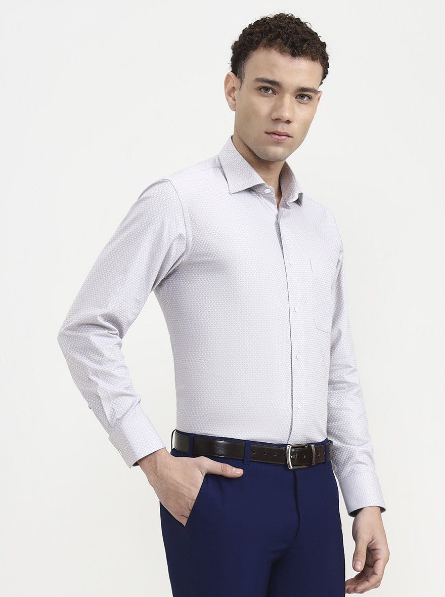 Light Grey Solid Slim Fit Formal Shirt | JadeBlue Super Luxe