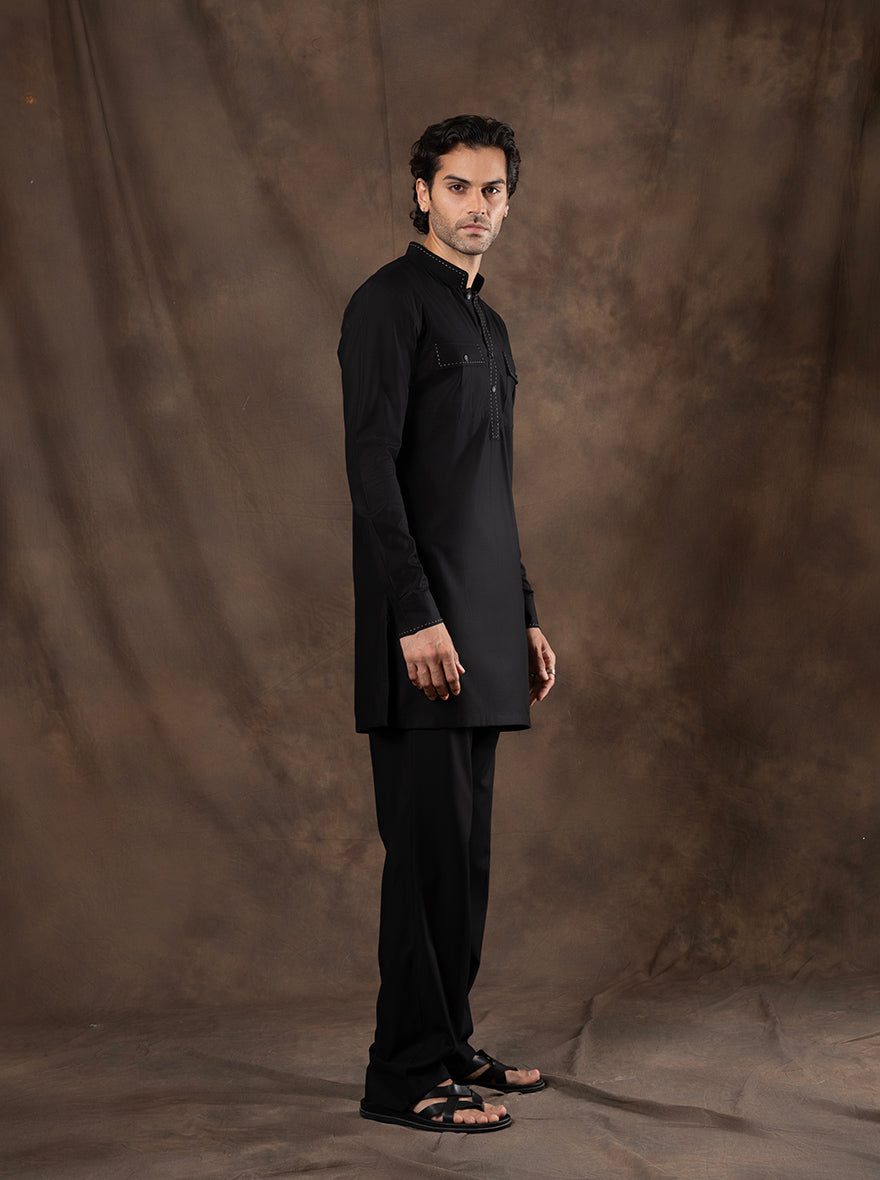 Black Embroidered Kurta Pajama | Virasana