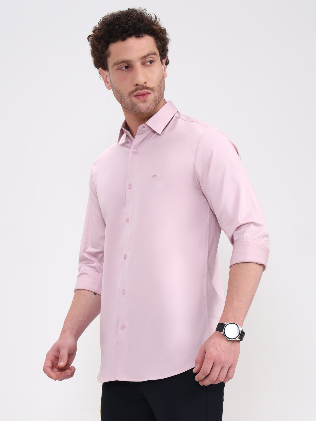 Pink Solid Slim Fit Casual Shirt | JadeBlue