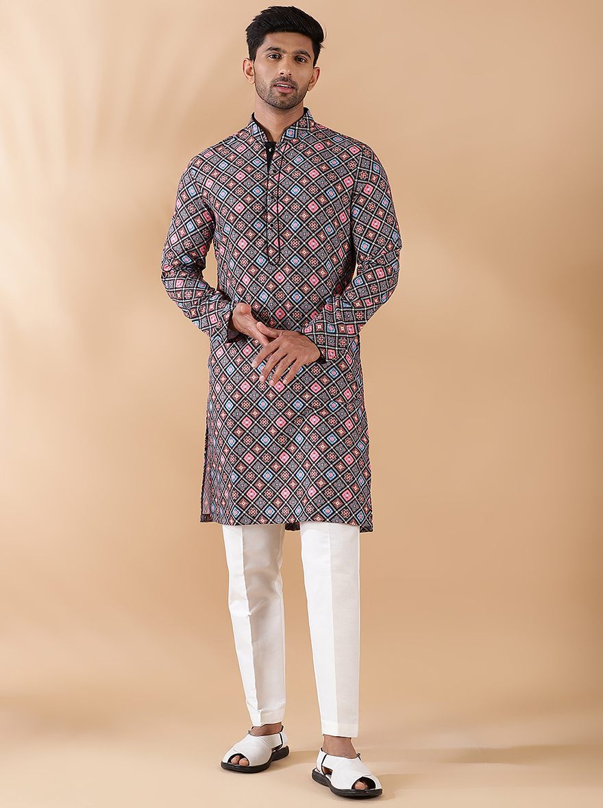 Black Multi Printed Kurta | The Kurta Company