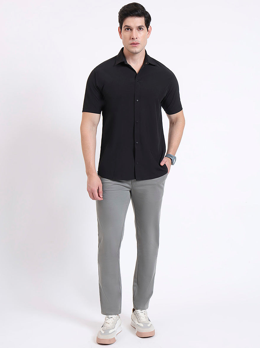 Grey Solid Uno Fit Casual Trouser | JadeBlue