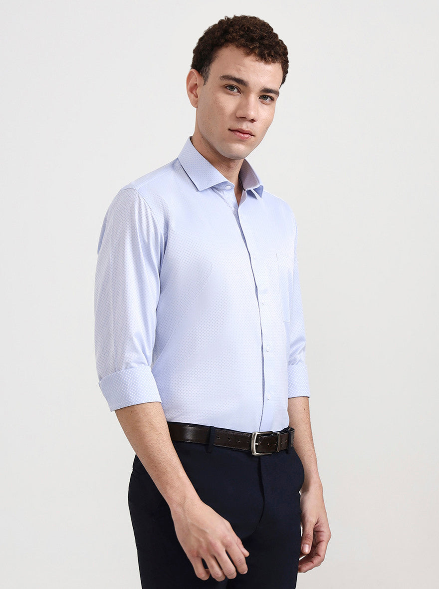 Sky Blue Solid Slim Fit Formal Shirt | Greenfibre