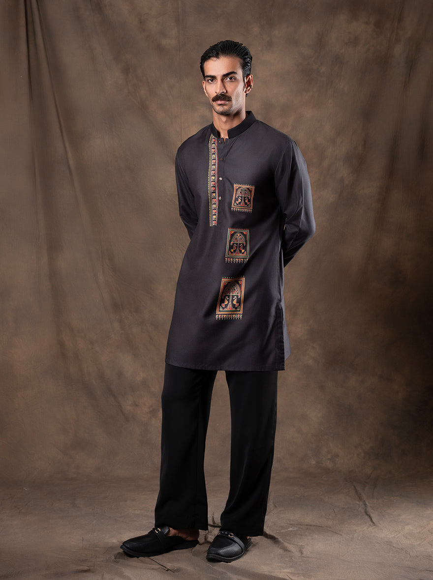 Black Printed Kurta | The Kurta Company