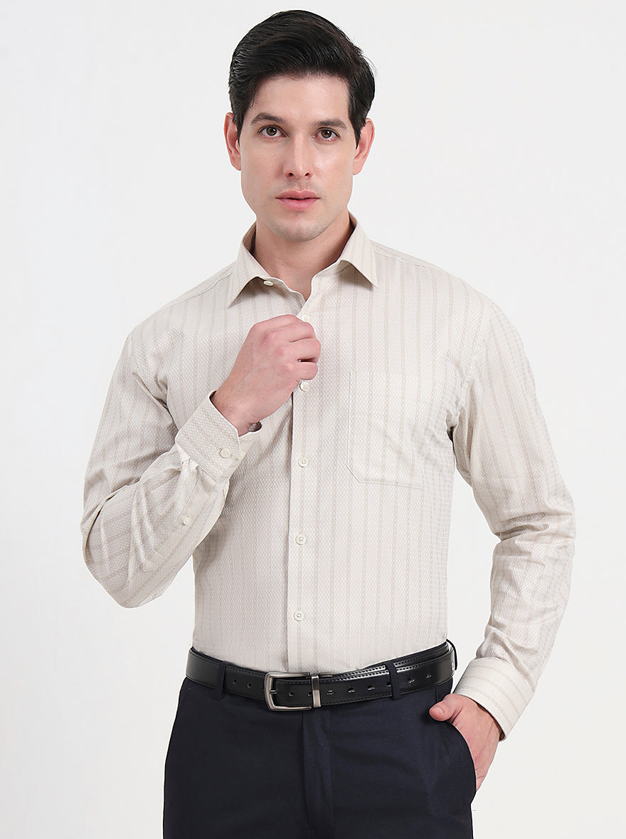 Fawn Striped Regular Fit Formal Shirt | JadeBlue