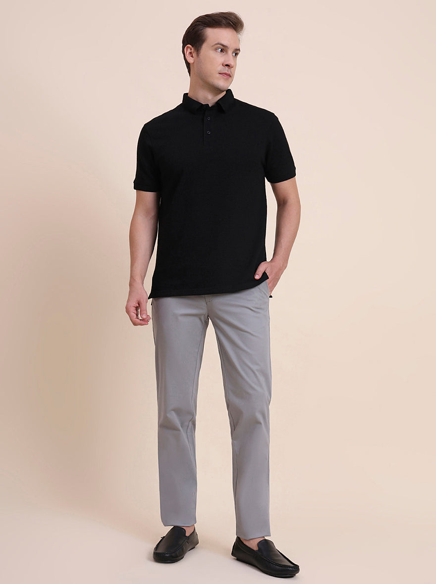 Steel Grey Solid Uno Fit Casual Trouser | JadeBlue