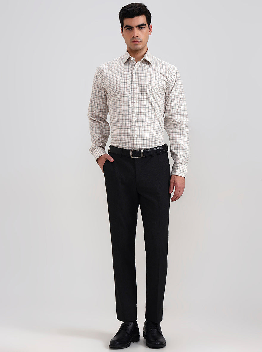 Brown & Blue Checked Regular Fit Formal Shirt | JadeBlue