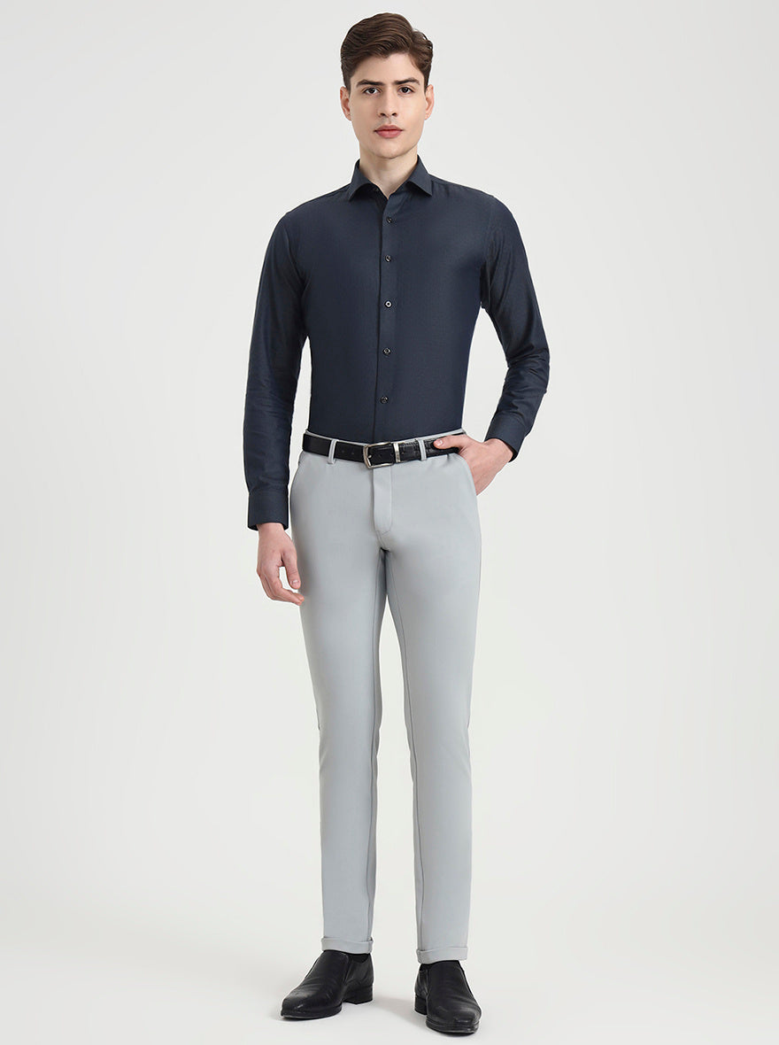 Light Grey Solid Slim Fit Club Wear Trouser | Wyre