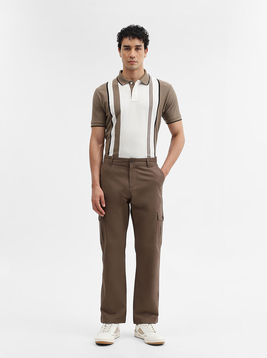Brown Solid Slim Fit Cargo Pant | Greenfibre