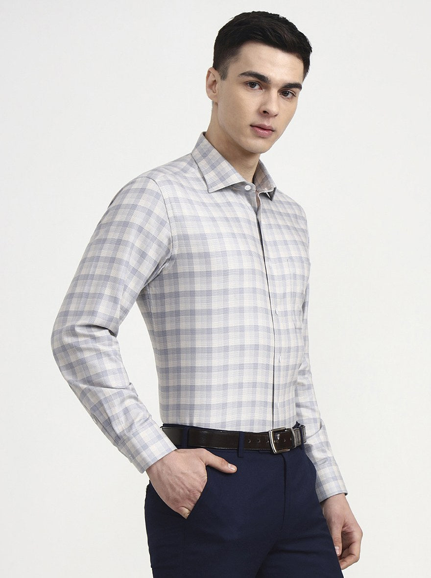 Fawn Checked Slim Fit Formal Shirt | Metal