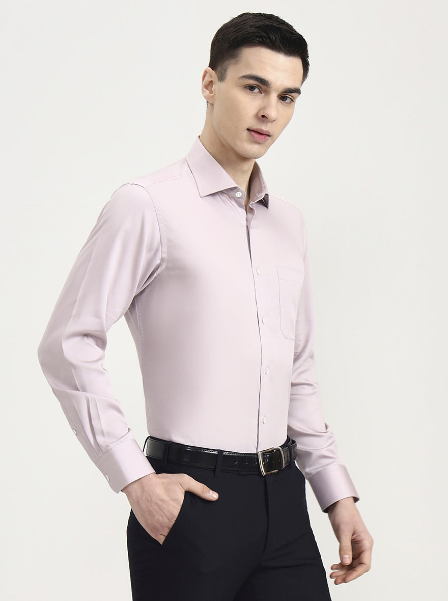 Dusty Pink Solid Slim Fit Formal Shirt | JadeBlue Super Luxe