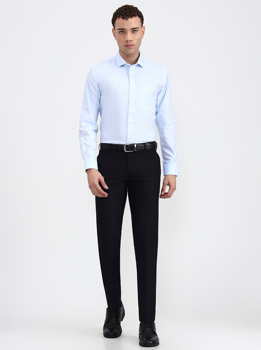 Black Solid Slim Fit Formal Trouser | Metal