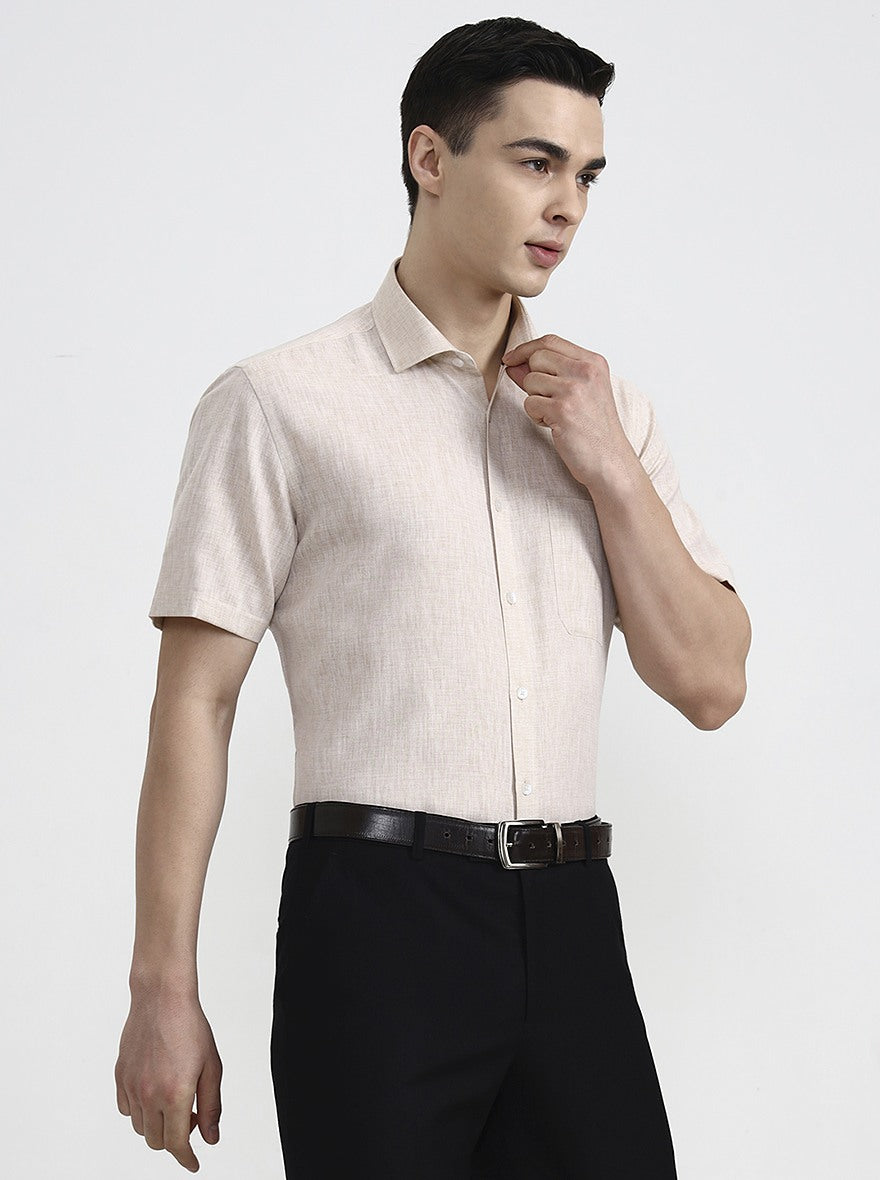 Fawn Solid Regular Fit Formal Shirt | Greenfibre