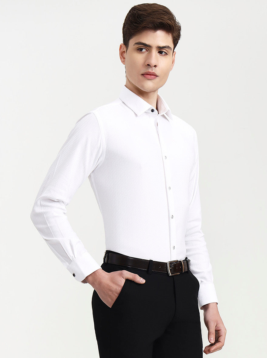 White Solid Slim Fit Party Wear Shirt | Wyre