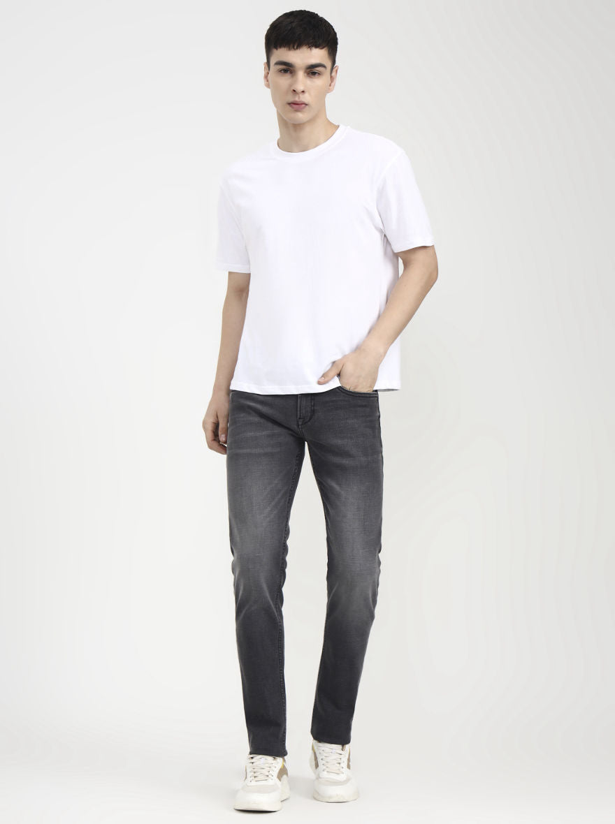 Mid Grey Washed Slim Fit Jeans | JadeBlue